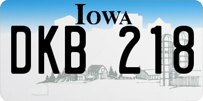 IA license plate DKB218