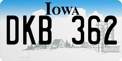 IA license plate DKB362