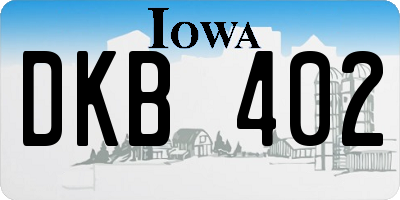 IA license plate DKB402