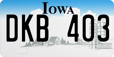 IA license plate DKB403