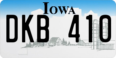 IA license plate DKB410