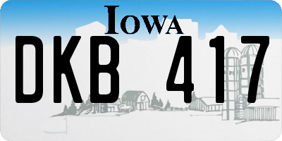 IA license plate DKB417