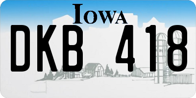 IA license plate DKB418