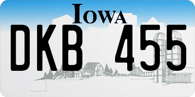 IA license plate DKB455