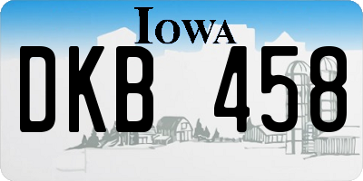 IA license plate DKB458