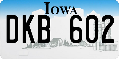 IA license plate DKB602
