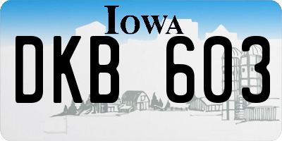 IA license plate DKB603