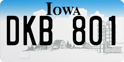 IA license plate DKB801