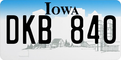 IA license plate DKB840