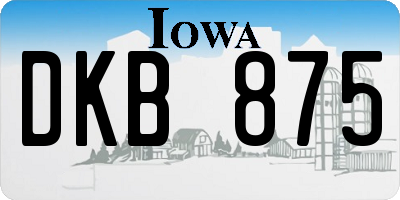 IA license plate DKB875