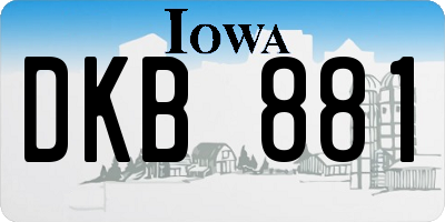 IA license plate DKB881