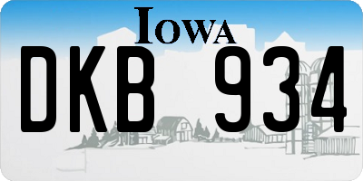 IA license plate DKB934