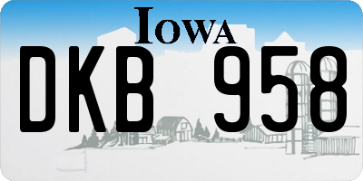 IA license plate DKB958