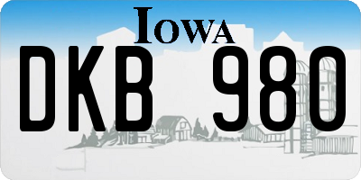 IA license plate DKB980