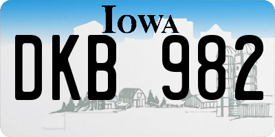 IA license plate DKB982