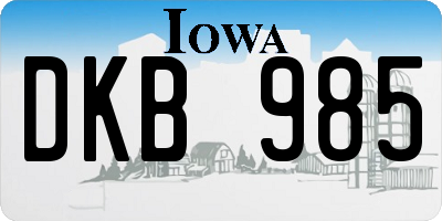IA license plate DKB985