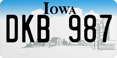 IA license plate DKB987
