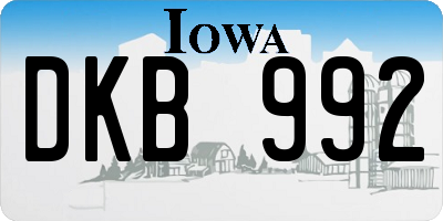 IA license plate DKB992