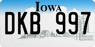 IA license plate DKB997