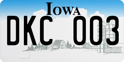 IA license plate DKC003