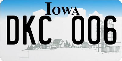 IA license plate DKC006