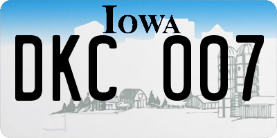 IA license plate DKC007