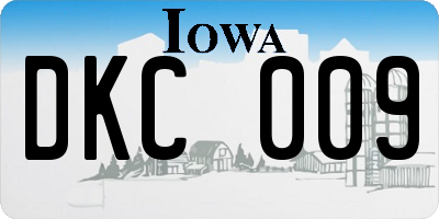 IA license plate DKC009