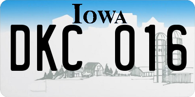 IA license plate DKC016