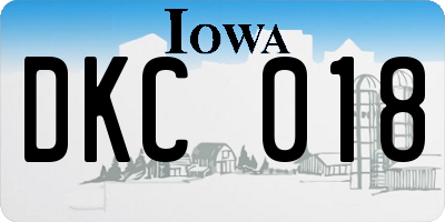 IA license plate DKC018