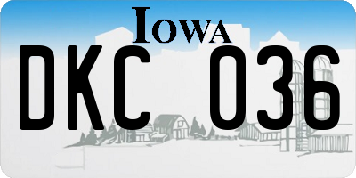 IA license plate DKC036