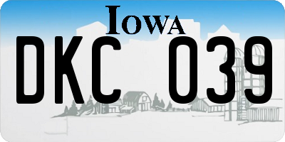 IA license plate DKC039