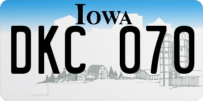 IA license plate DKC070