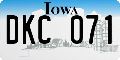 IA license plate DKC071