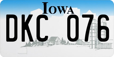 IA license plate DKC076