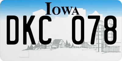 IA license plate DKC078
