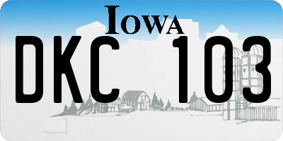 IA license plate DKC103