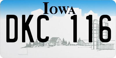 IA license plate DKC116