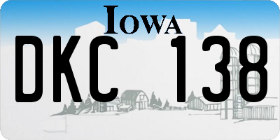 IA license plate DKC138