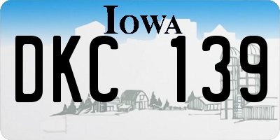 IA license plate DKC139