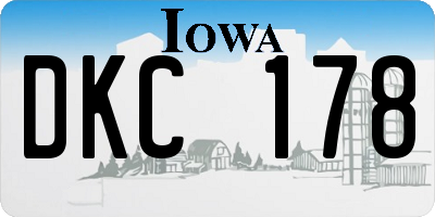 IA license plate DKC178