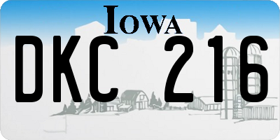 IA license plate DKC216