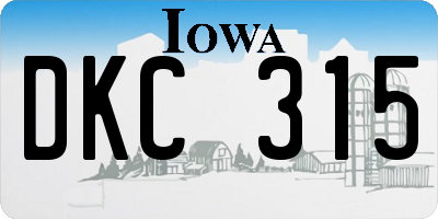 IA license plate DKC315