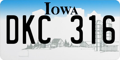 IA license plate DKC316