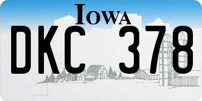 IA license plate DKC378