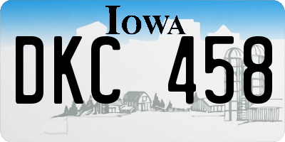 IA license plate DKC458