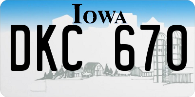 IA license plate DKC670