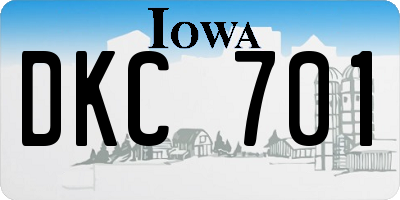 IA license plate DKC701