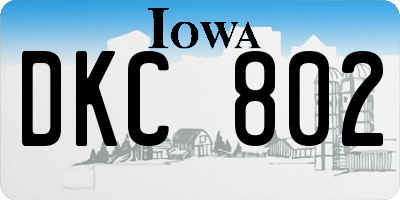 IA license plate DKC802