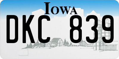IA license plate DKC839