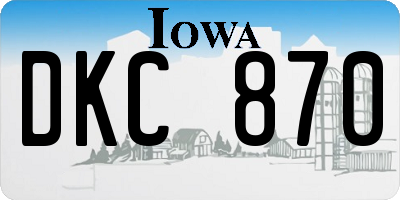 IA license plate DKC870